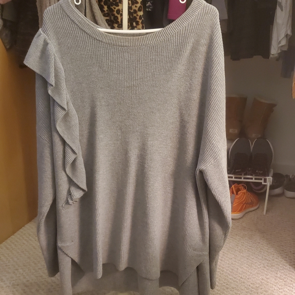 Falls Creek Grey Knit Sweater 2X